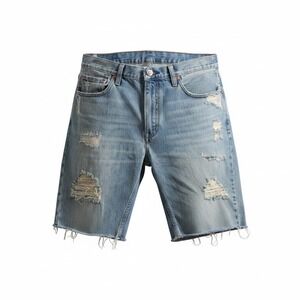 Levis 511 Slim Fit Distressed Denim Shorts Light Wash Blue Mens 36 Cut Offs